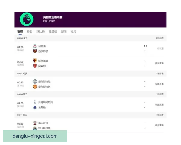 英超今日赛程揭晓球迷关注比赛对阵情况解析